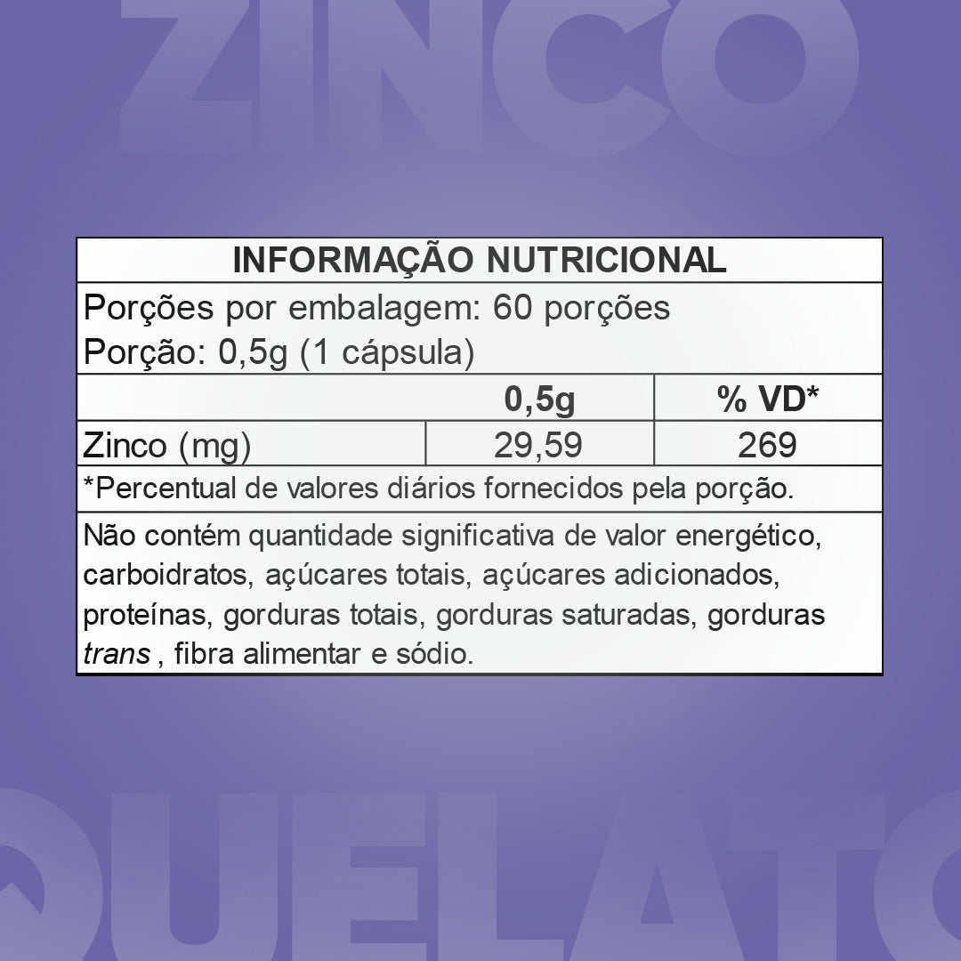 ZINCO QUELATO C/ 60 CÁPS