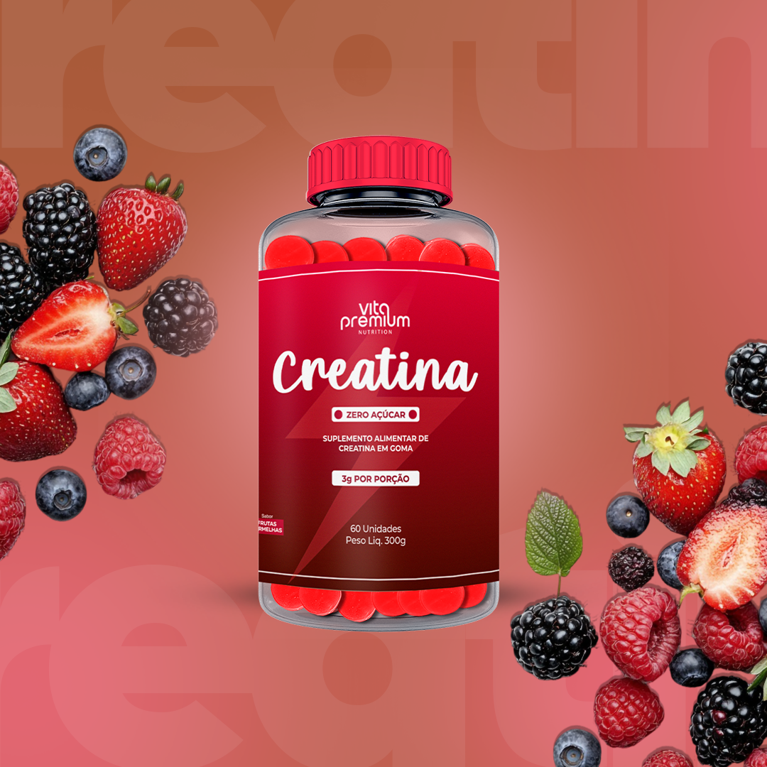 CREATINA EM GOMAS - FRUTAS VERMELHAS - ZERO AÇÚCAR