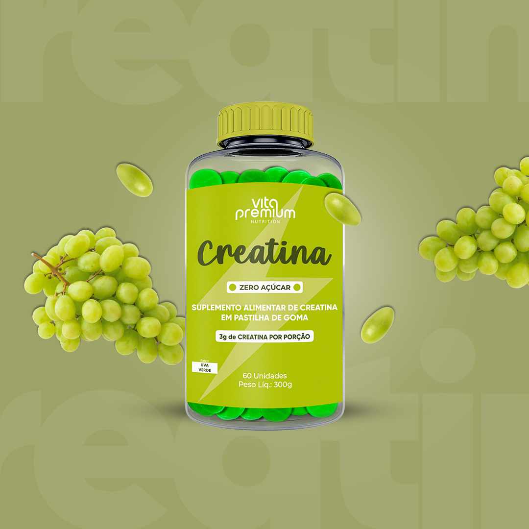 CREATINA EM GOMAS - UVA VERDE - ZERO AÇÚCAR