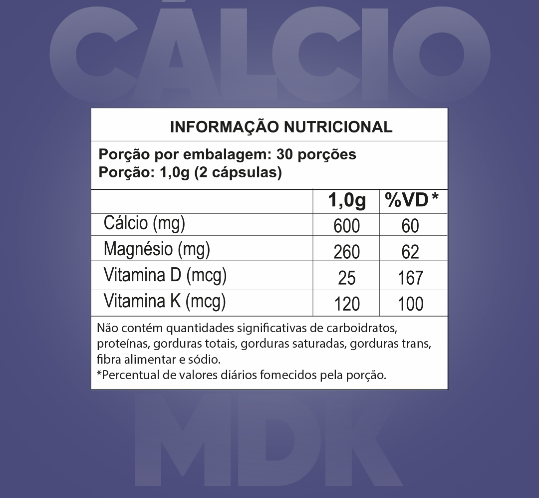 CÁLCIO MDK - CUIDADO DOS OSSOS - C/ 60 CÁPS